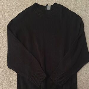 Divided Black Crewneck Sweater with Ribbed Knit